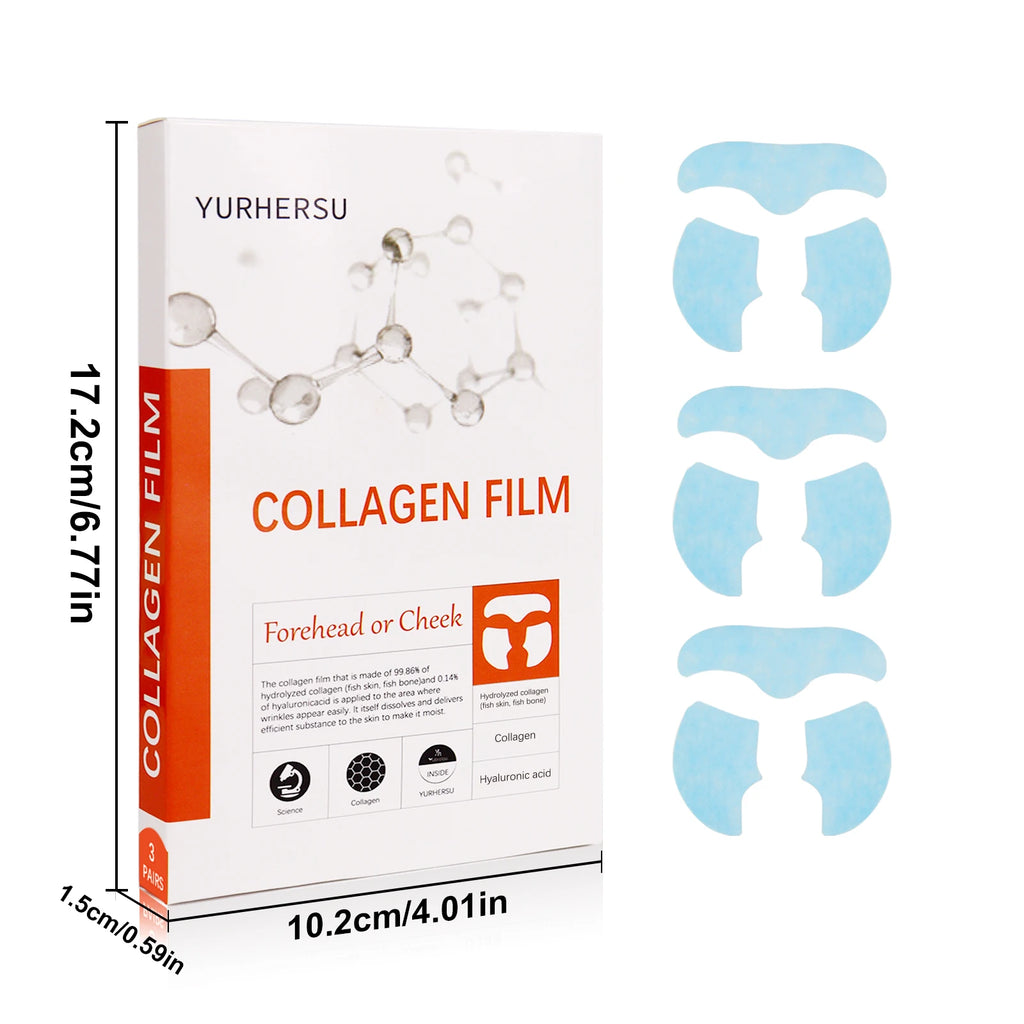YURHERSU Collagen Soluble Film Mask – Hydrating Essence Patch 3pc Collagen Face Mask Oasis Select