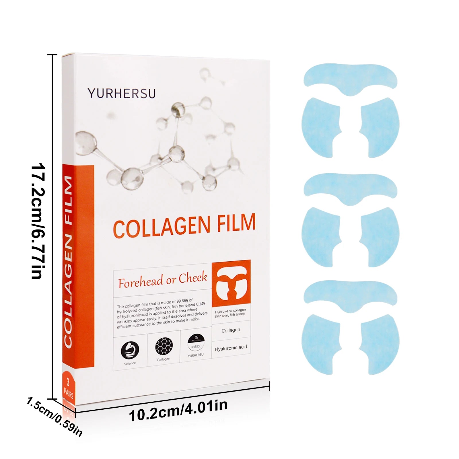 YURHERSU Collagen Soluble Film Mask – Hydrating Essence Patch 3pc Collagen Face Mask Oasis Select