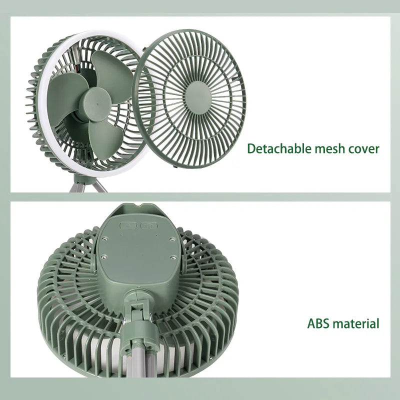 URGGU Rechargeable Camping Fan with LED Light | 3 Speeds