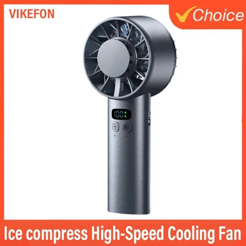 Portable LED Digital Display Travel Camping Outdoor Mini Ice compress High-Speed Cooling Fan Handheld Fans USB Rechargeable fan Oasis Select