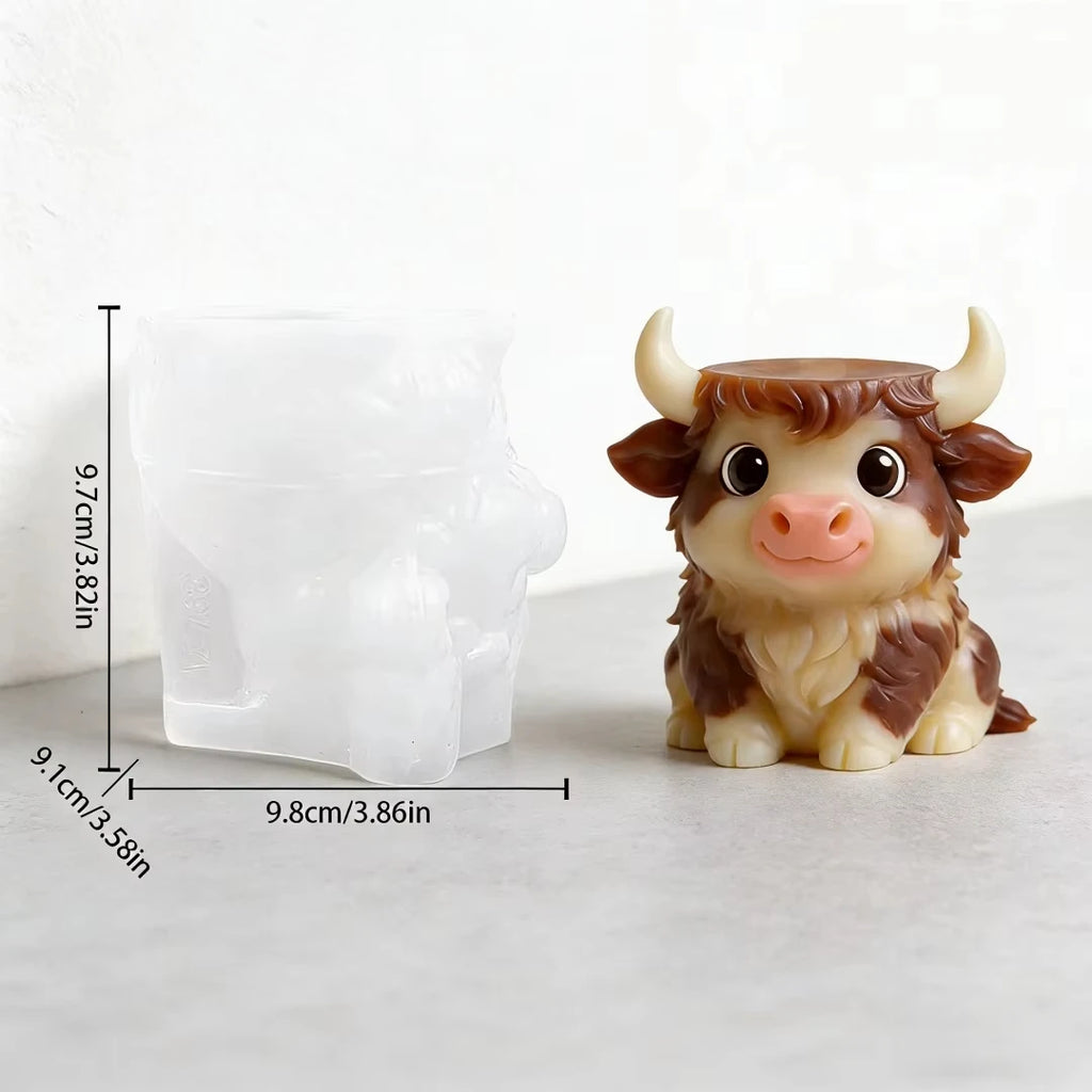 Cute Highland Cow Planter Gypsum Silicone Mold Easy Demold For Concrete Flowerpot Cement Succulent Plant Pot Home Decoration Oasis Select