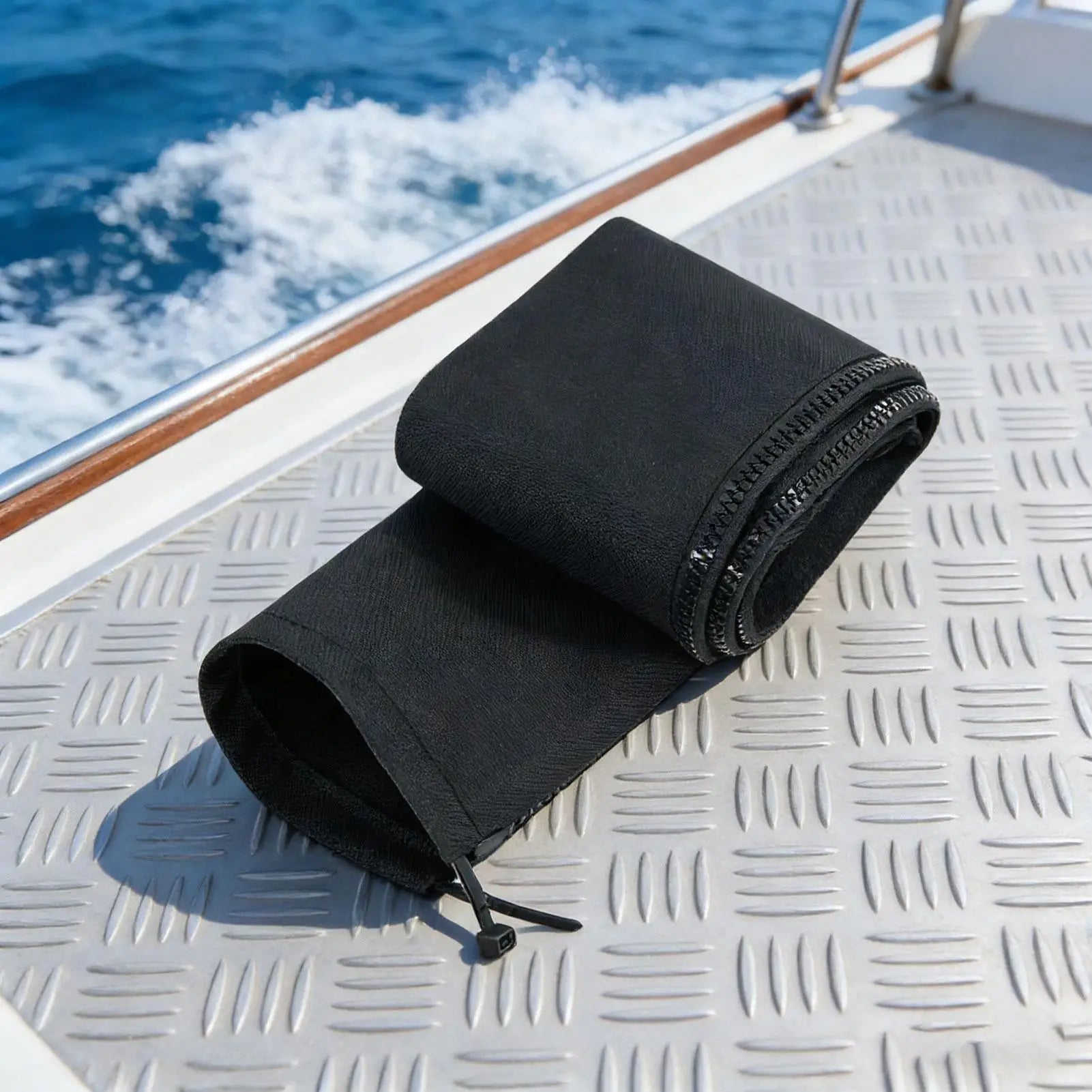 48 Inch Outboard Rigging Sleeve Zippered Wire Wrap Black Trolling Motor Wire Protector for Boat Marine Outboard Fishing Gear Oasis Select
