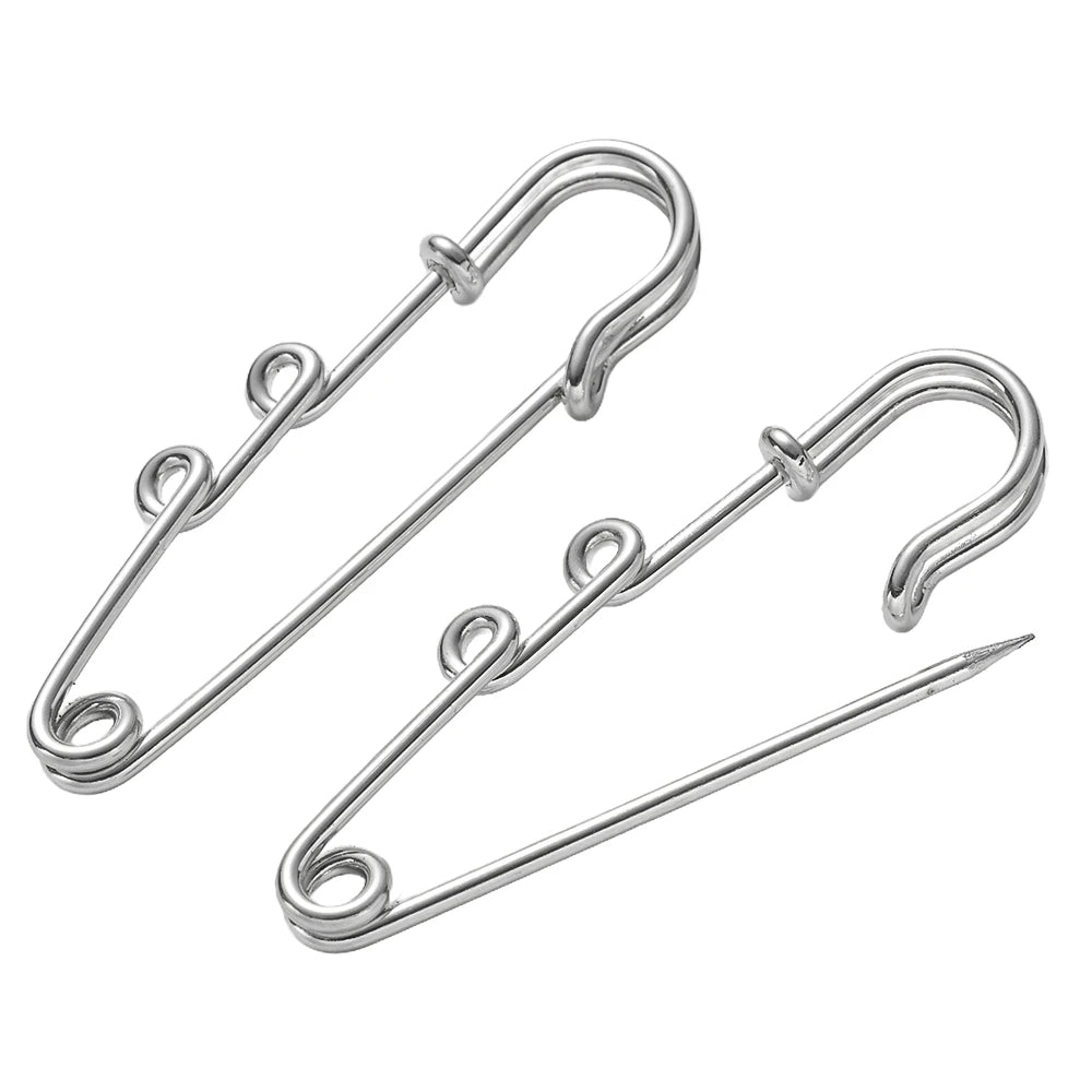 10pcs Heavy Duty Safety Pin Charms with 1/2/3/4/5 Loops for DIY Garment Blanket Skirts Knitted Fabric Brooch Crafts Jewelry Make Oasis Select