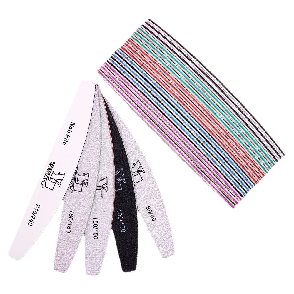 5Pcs/Lot Nail File Mix Color Limas 80/100/150/180/240 Grit Professional Sandpaper Cuticle Remover Buffer Files Manicure Tool Set Oasis Select