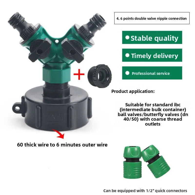 Garden 2 Way Water Pipe Connectors Pipe Adapter Hose Y Shape Splitter Valve Three Way Plastic Valve with Switch Oasis Select
