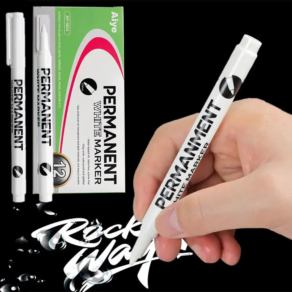 12-Pack Waterproof Oil Paint Marker Pens 1mm – Tire, Glass, Metal