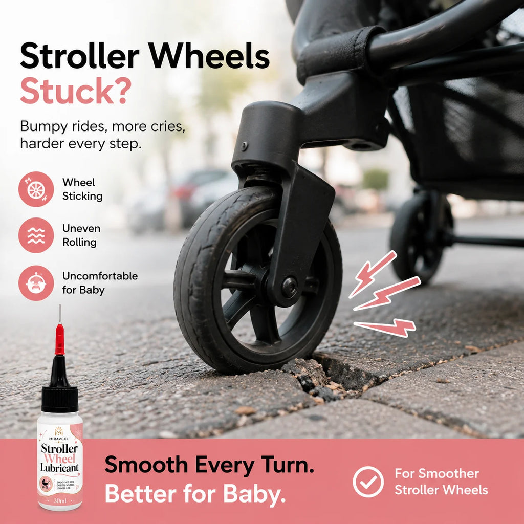 MIRAVEXL Stroller Wheel Lubricant 30ml for Smooth Quiet Ride, Baby & Pet Strollers, ReducesFriction, Extends Wheel Life Oasis Select