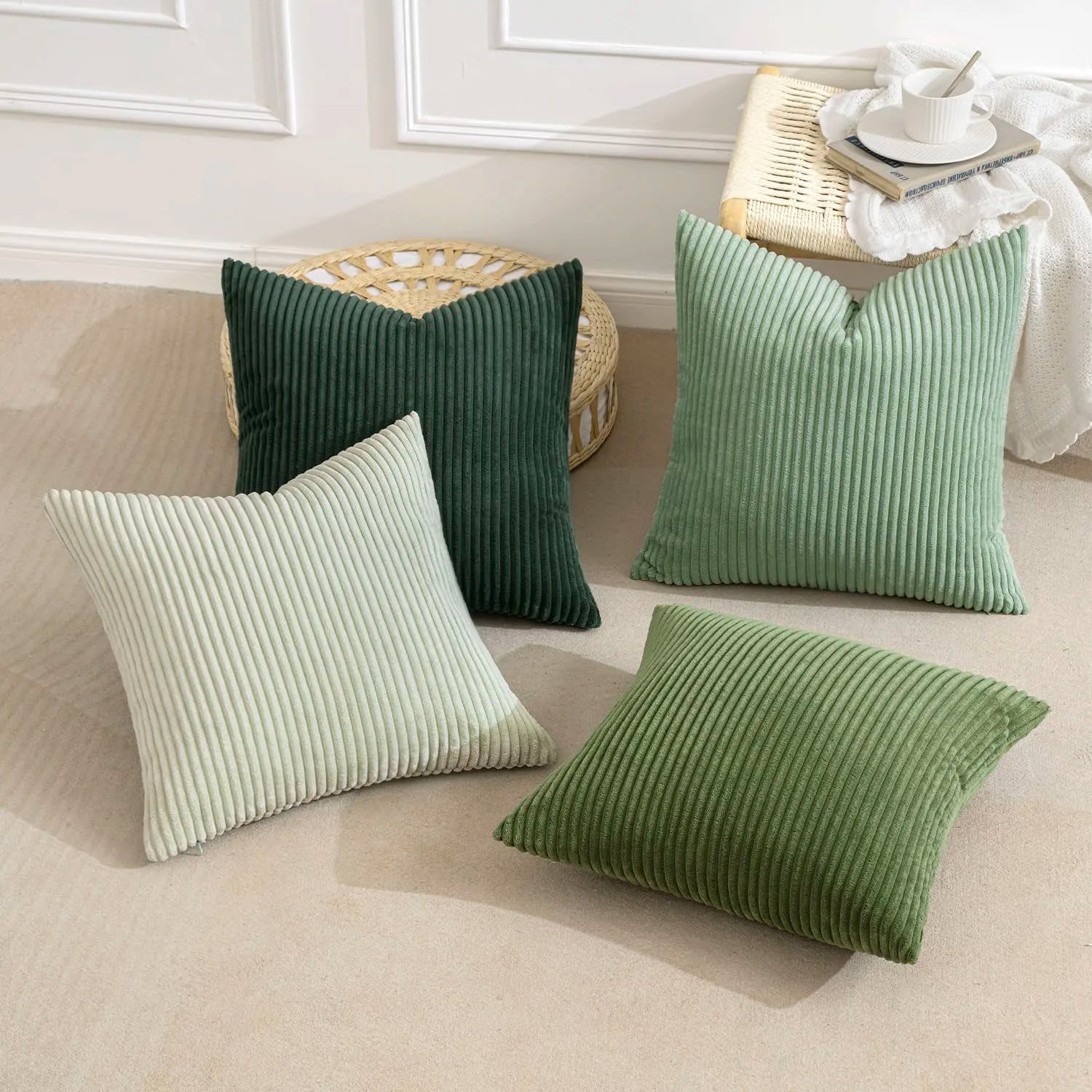 4pcs Boho Farmhouse Throw Pillow Covers Mordern Nordic Cushion Covers Soft Corduroy(pillowcases without inserts) Oasis Select