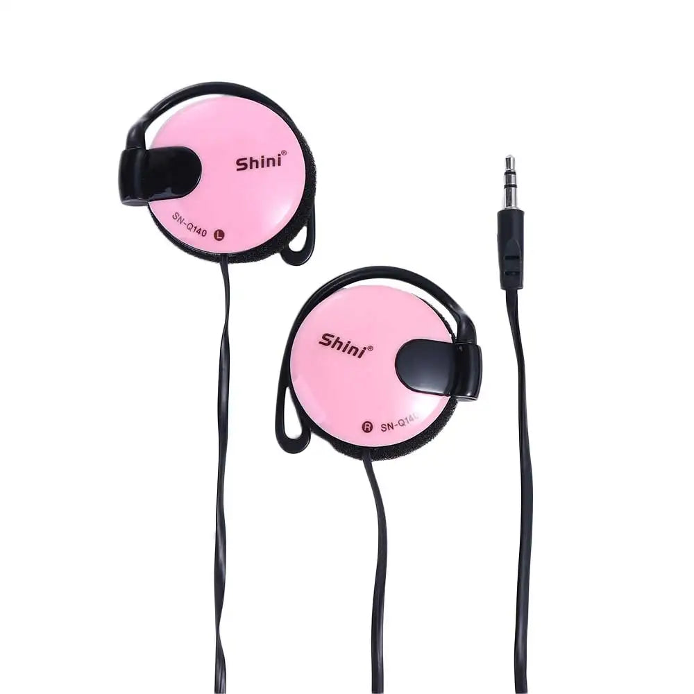 3.5mm Bass Headphones Ear Hook Headset Sports Earphone Wired Earpiece For Mp3 Computer Mobile Telephone Oasis Select pink