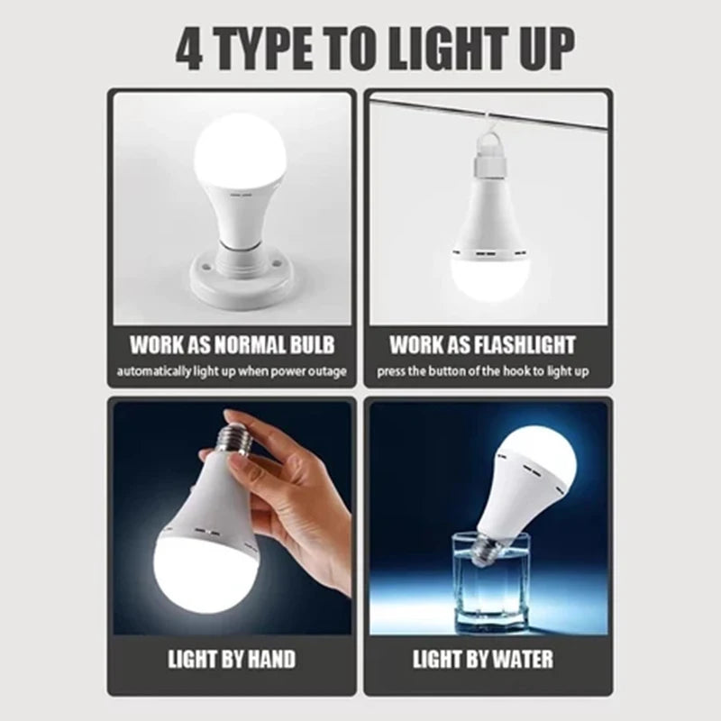 9W/15W Emergency Light Bulb Portable Rechargeable Lighting Bulb With Hook E27 LED Energy-saving Lamps For Camping Night Fishing Oasis Select