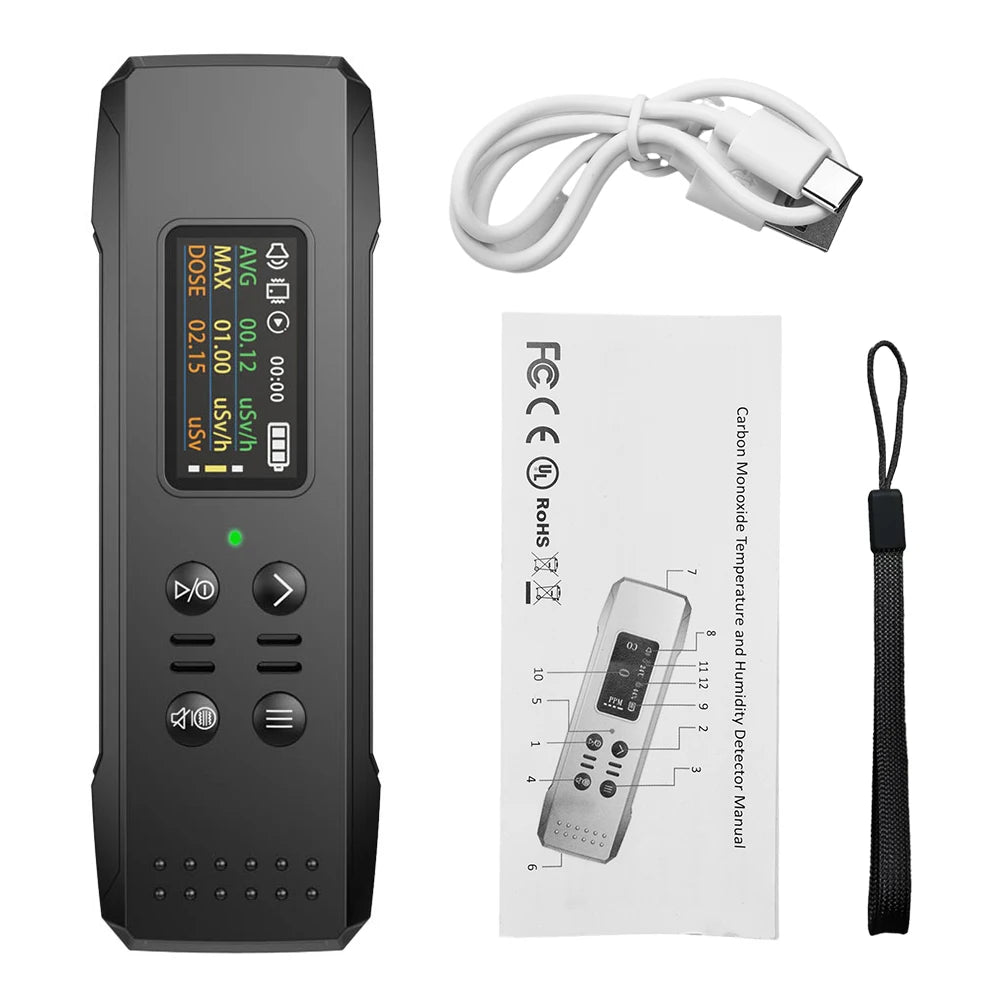 Portable Nuclear Radiation Detector Geiger Counter X Gamma Beta Ray Monitor For Nuclear Contaminated Seafood Detection Oasis Select Black