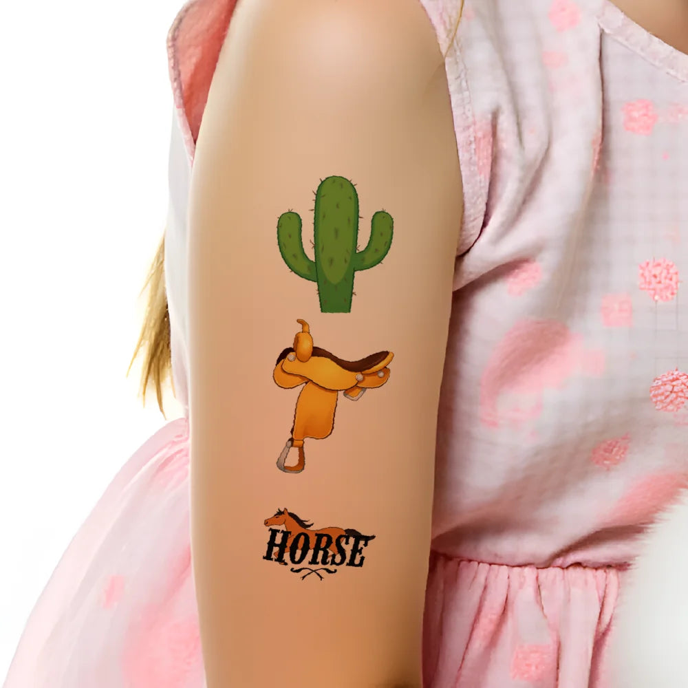 54-Piece Cowboy Temporary Tattoos for Kids – Waterproof Stickers Temporary Tattoo Stickers Oasis Select