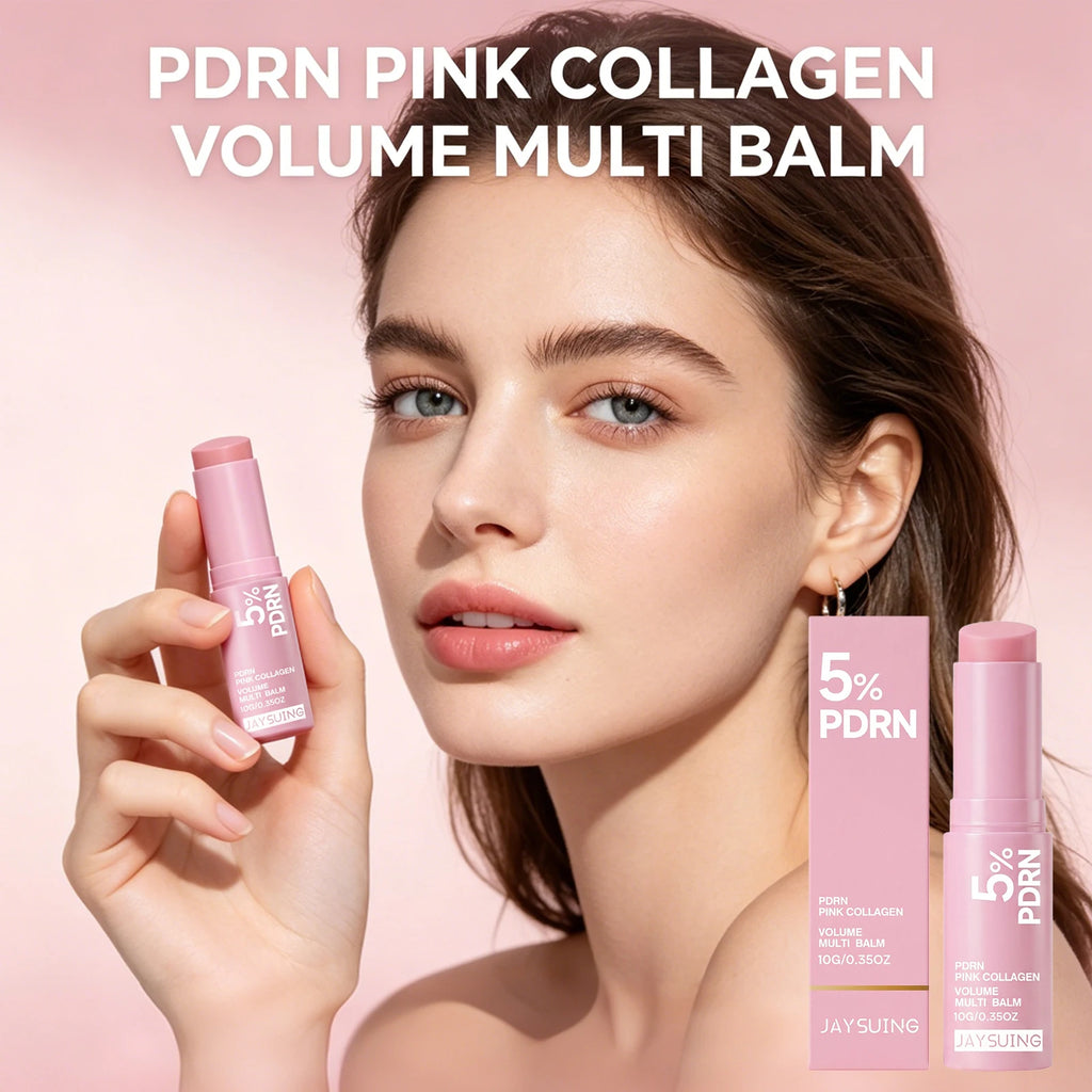 PDRN Pink Collagen Volume Multi Balm Stick For Face Lip Eyes Neck Moisturizing Makeup Base Nourish Create Healthy-Looking Skin Oasis Select