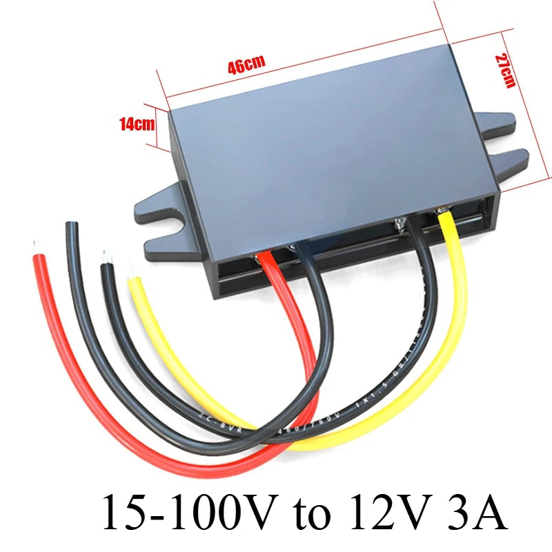 15V-100v 24v 36v 48v 60v 72v to 12v Step Down Buck 1A-5A 12v Voltage Regulator DC DC Converter Reducer for Golf Cart Car Device Oasis Select 15-100V to 12V 3A