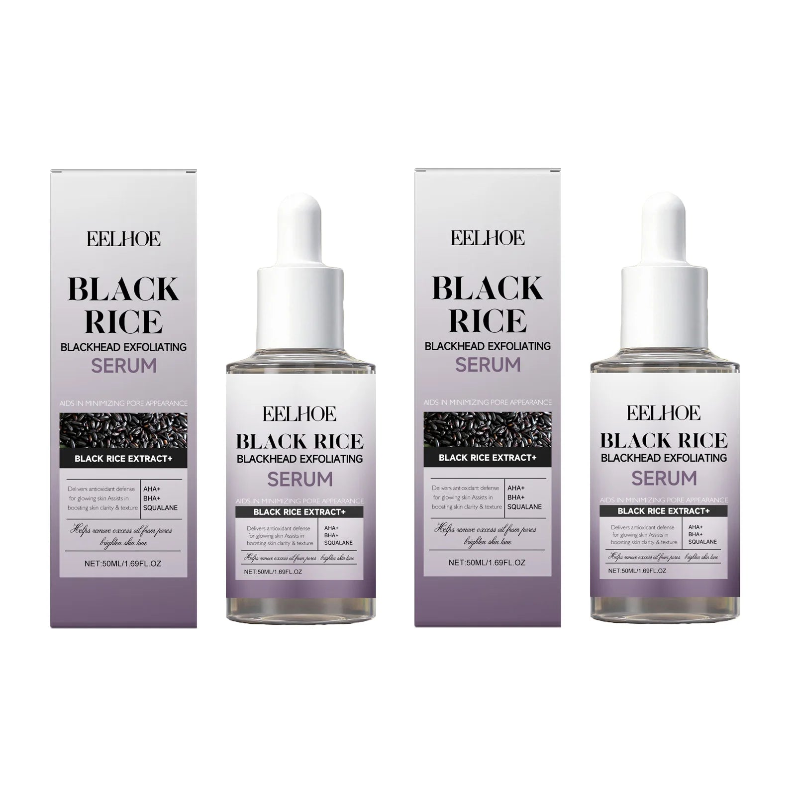 EELHOE Rice Exfoliating Serum Set – BHA, Niacinamide & Brightening Exfoliating Serum Set Oasis Select 2x50ml Black Rice