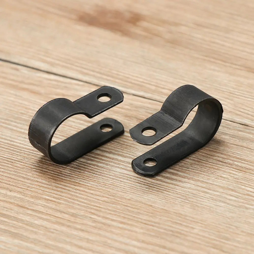 100PCS R-Type Nylon Cable Clamp Plastic P Clips Black Nylon Fasteners Cable Mounting Fix Hardware Electrical Fittings Durable Oasis Select