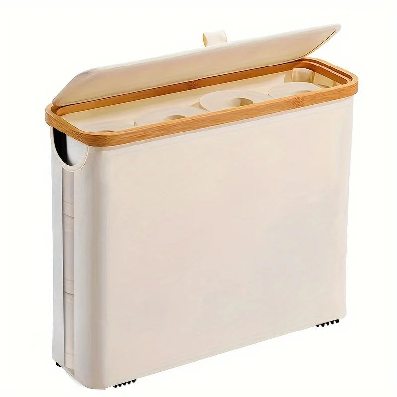 Large toilet paper storage box, laundry basket, clothes storage box, toy storage box, Oxford cloth storage shelf with lid Oasis Select beige
