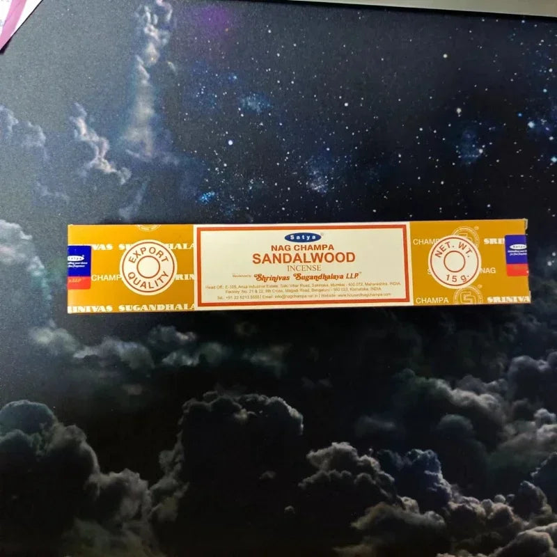 Batch Incense Satya 2/5 Packs Nag Champa PALO SANTO SANDALWOOD Super Hit Natural Karma Best Selling Original 100% Incense Sticks Oasis Select SANDAL WOOD 5 small boxes