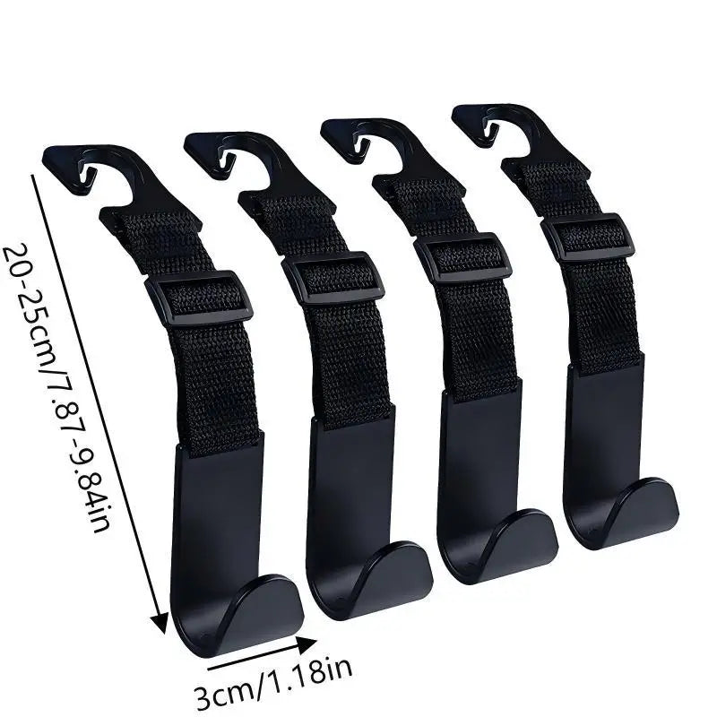 Car Seat Headrest Hooks 4Pcs, Adjustable Reusable Car Interior Accessories, Auto Storage Clips Fasteners, Easy to Install Oasis Select