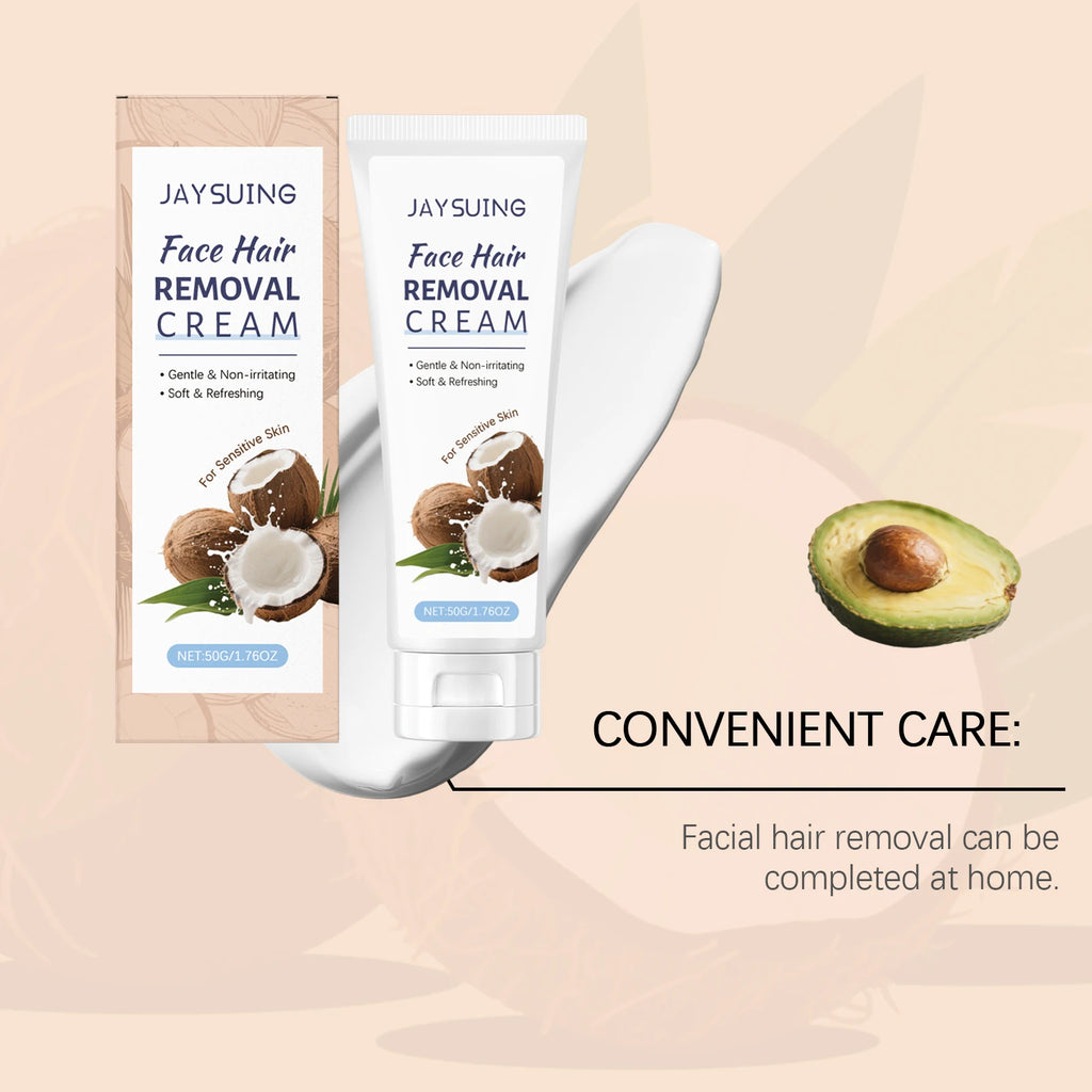 Jaysuing Coconut Facial Hair Removal Cream – Lip & Chin 50g Facial Depilatory Cream Oasis Select