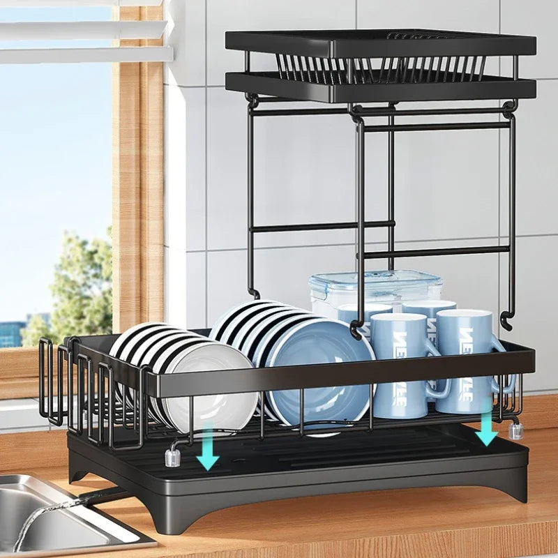 Kitchen Bowl Rack Drain Rack Tableware Plate Storage Shelf Household Multifunctional Countertop Cupboard Oasis Select