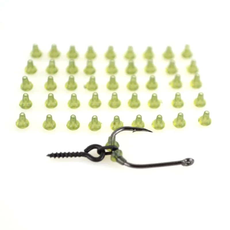 Hirisi 50pcs/Pack Rubber Fishing Rigs Fish Hook Stopper Terminal Tackle Accessories Carp Fishing Positioning Bead Buffer Beans Oasis Select