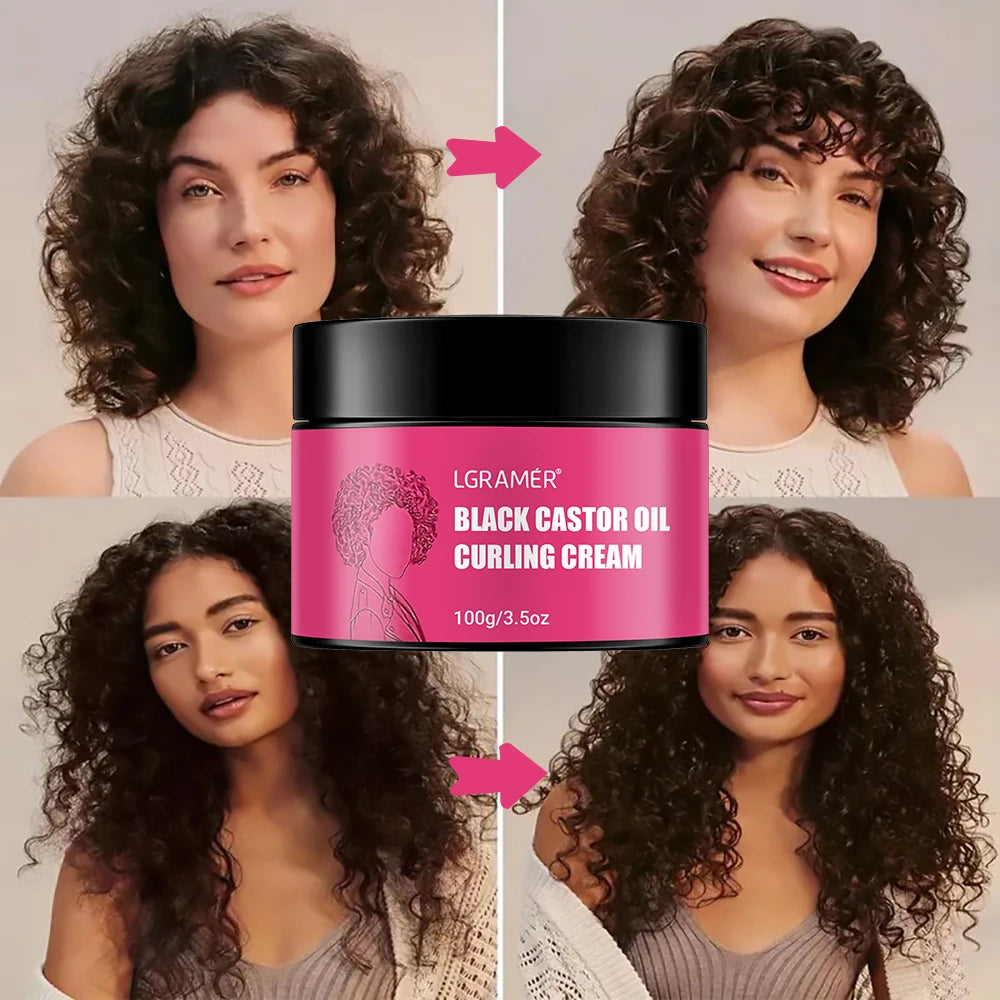 LGRAMÉR Black Castor Oil Curl Defining Cream Non-stick Hydrates & eliminates frizz, Hair-Smoothing Anti-Frizz Cream to Define Oasis Select