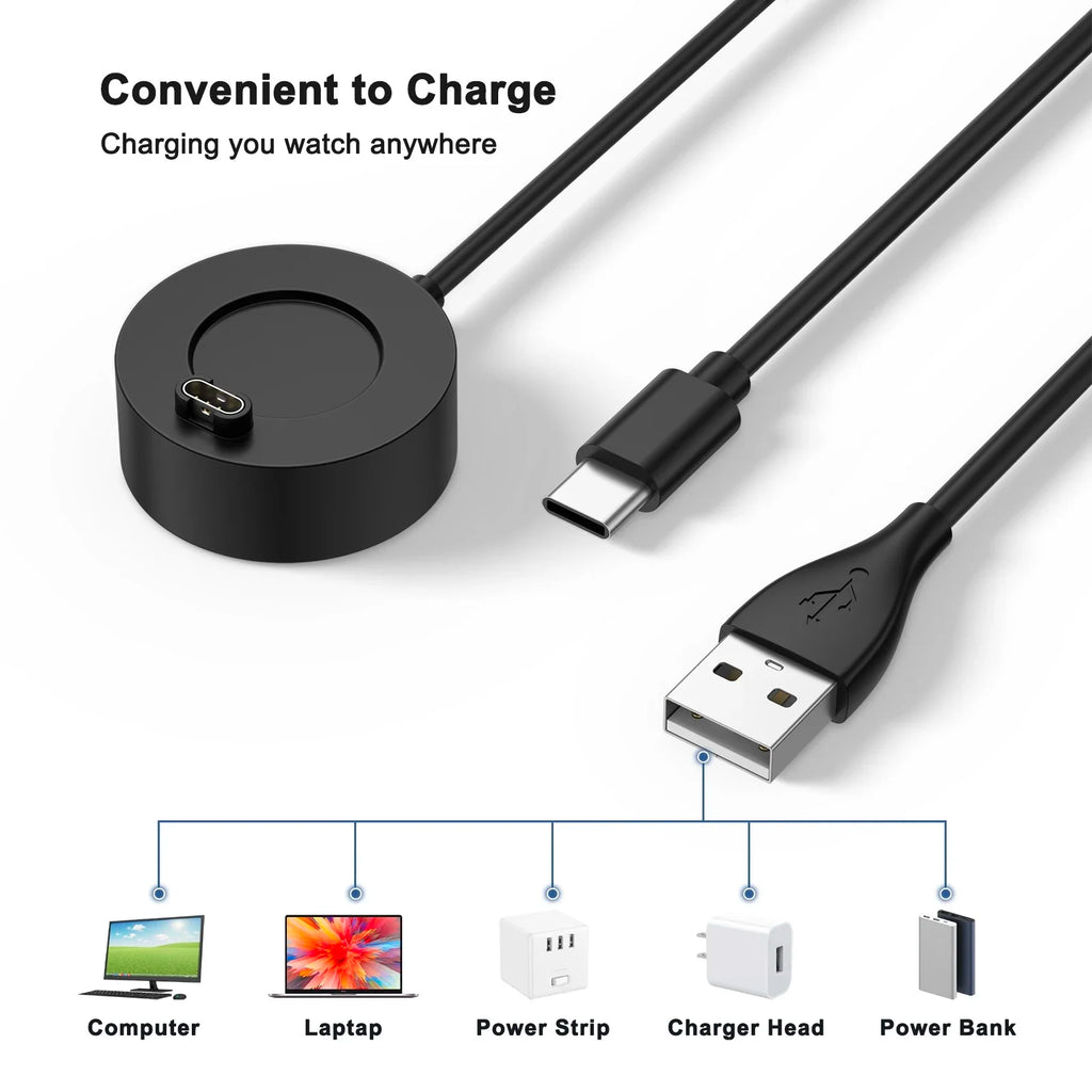 2-in-1 USB-C Charger Cable for Garmin Fenix 7/6/5X, Venu 2 Smartwatch Charger Cable Oasis Select