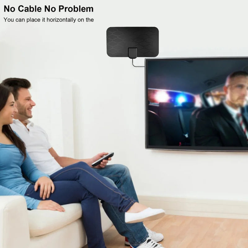 4K High Gain Grid Digital TV Antenna with EU Plug Indoor High Definition Flat Design Television Antenna for Clear Picture Qualit Oasis Select