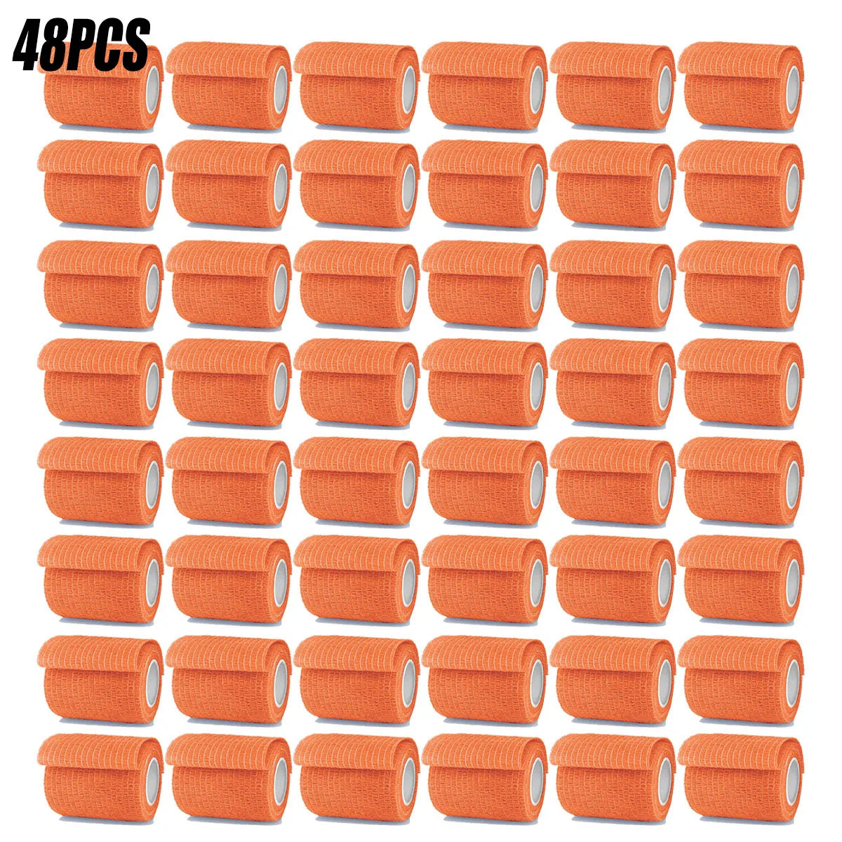 1/15/48Rolls Self Adhesive Bandage Wrap,Cohesive Bandage Wrap For Sport And Athletic,Orange Breathable Vet Wrap For Wounds Oasis Select 48pcs 7.5cmx4.8m
