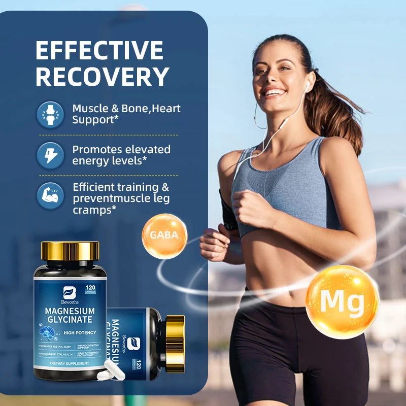 BEWORTHS Magnesium Supplement Contains Ashwagandha and GABA Help Sleep Support Muscul,Bone and Mood Health Energy Support Oasis Select