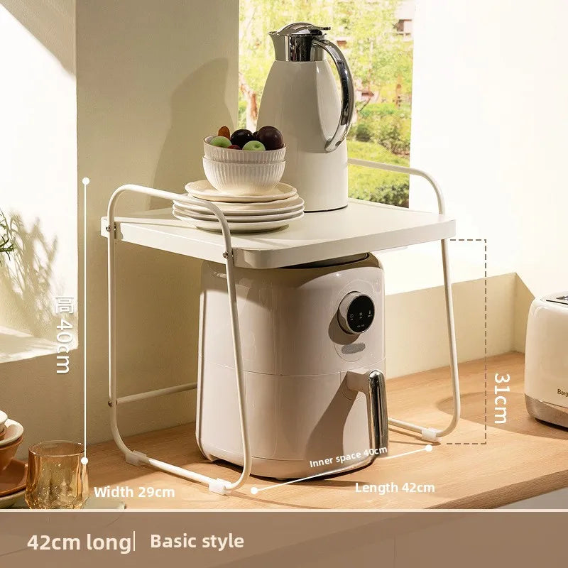 Multi-functional Stainless steel microwave oven rack, kitchen appliance countertop, pull-out storage shelf Oasis Select CreamWind42cm
