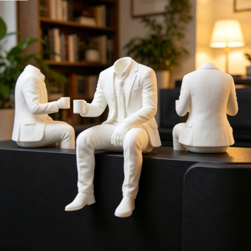 Elegant Coffee Faceless Gentleman Edge Decor Man Sculpture Handcraft Boss Gifts Bookshelf Study Room Ornaments Office Desk Decor Oasis Select
