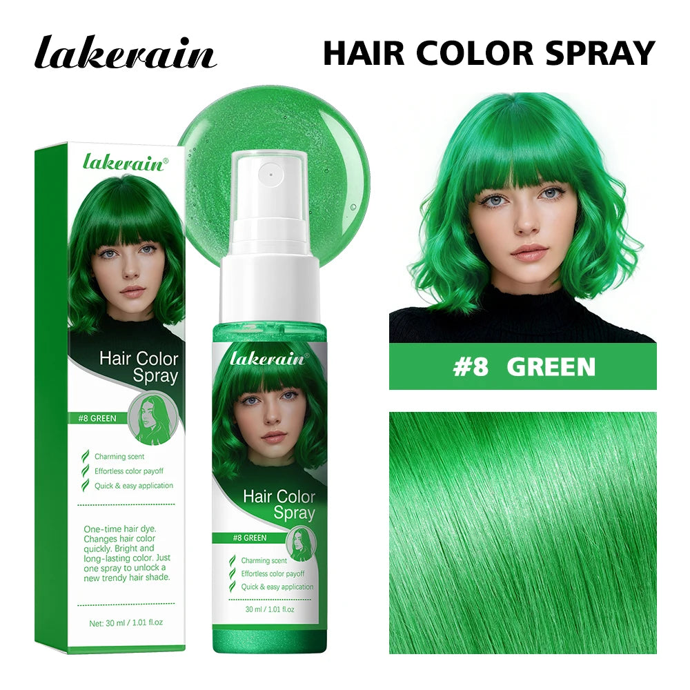 Hair Color Spray Disposable Hair Dye Spray DIY One-Time Hair Color Liquid Washable 8 Colors Party Temporary Hair Styling Spray Oasis Select Green