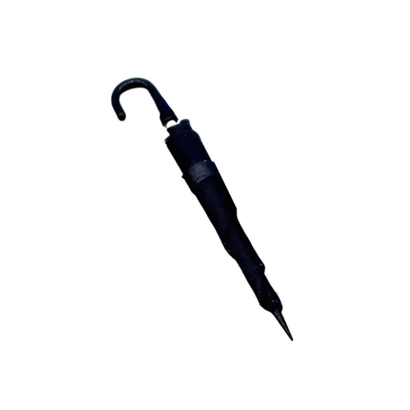 1/4 PCS Dollhouse Mini Umbrella – Realistic 1:12 Non-Opening Dollhouse Accessory for Fairy Garden Paths & Micro Landscapes Oasis Select Black