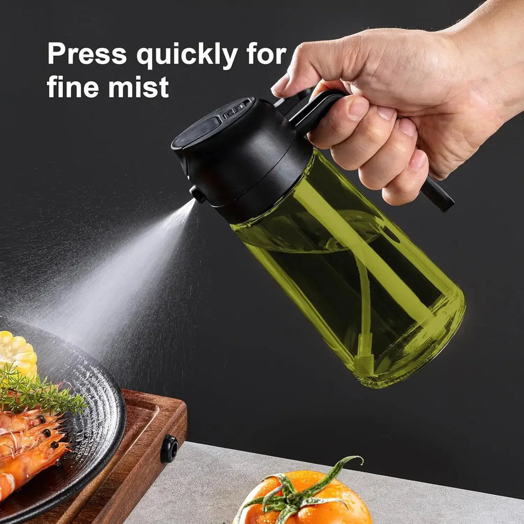 2-in-1 Dark Glass Oil Sprayer Olive Oil Dispenser Black Lightproof Oil Sprayer for Cooking Salads and Barbecues Barbecue Tools Oasis Select