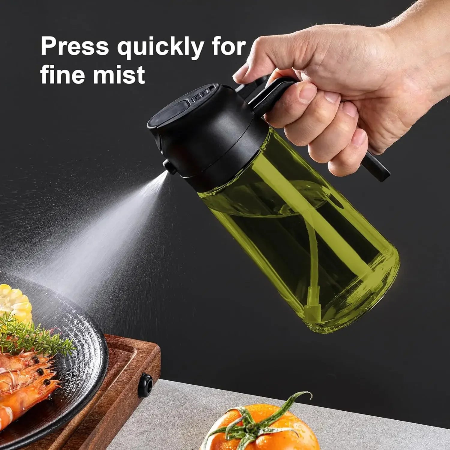2-in-1 Dark Glass Oil Sprayer Olive Oil Dispenser Black Lightproof Oil Sprayer for Cooking Salads and Barbecues Barbecue Tools Oasis Select
