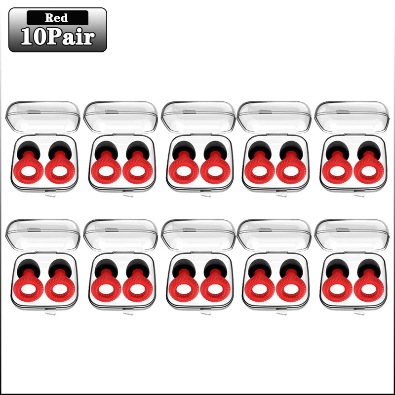 20Pairs Soundproof Silicone Sleep Anti-sound Earplugs Sleep Sleep Special Anti-noise Learning Ear Plugs Noise Cancelling Earplug Oasis Select Red-10Pairs