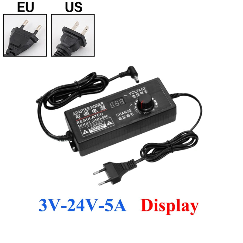 Power Supply Adjustable AC 220V 110V TO DC 3V 9V 12V 24V 1A 2A 3A 5A 10A Power Supply 3V 12V 24V With Jack Adapter Plug Female Oasis Select 3V-24V 5A Display Only Power Adapter US Plug