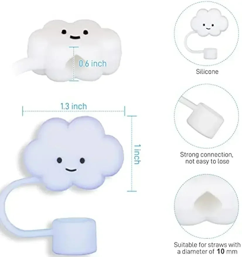 3-pack of 10mm Cute Silicone Cloud Straw Lids for Stanley 30 and 40 Oz Glasses Oasis Select