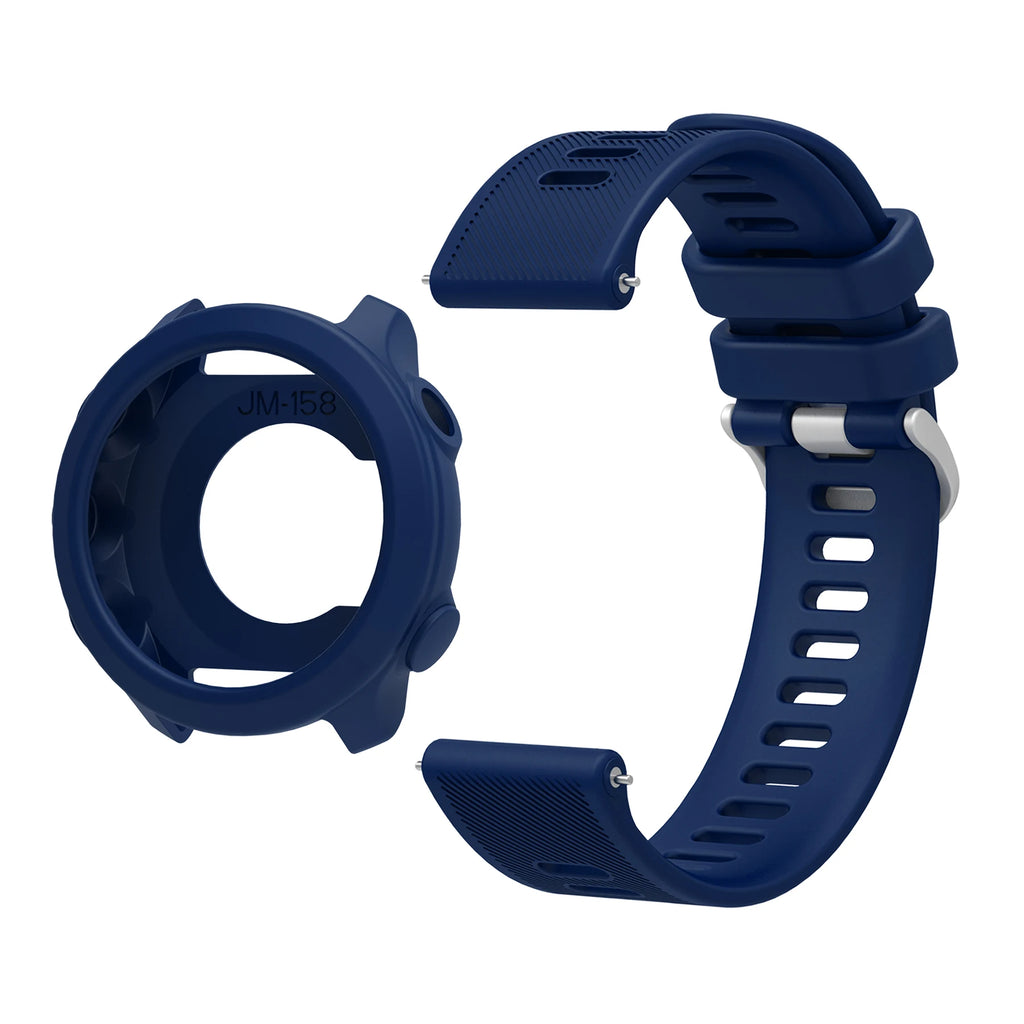 Silicone Band & Case for Garmin Forerunner 55 158 – 20mm Strap Watch Band & Case Oasis Select Deep Blue Case Strap Forerunner 158 55
