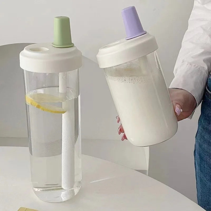 500/800ML Large-capacity Straw Cup, Food-grade Transparent PP Material,Portable Ins Style Water Cup, Juice Milk Tea Cup Oasis Select
