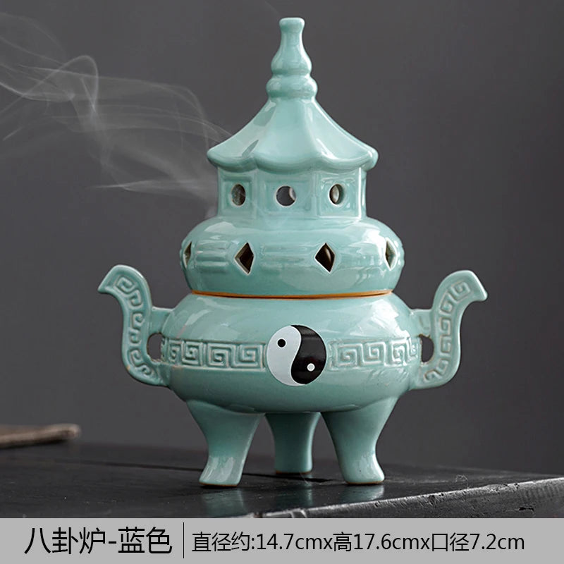 Tall Tai Chi Eight Trigu Stove Living Room Decoration Creative Home Indoor Plate Incense Burner Ceramic Incense Burner Oasis Select C