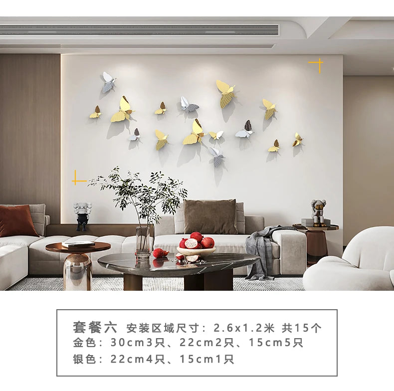 TV Background Wall Sofa Decoration Room Wall Decoration Butterfly Wall Creative Decoration Pendant Decor Aesthetic Oasis Select Package 6
