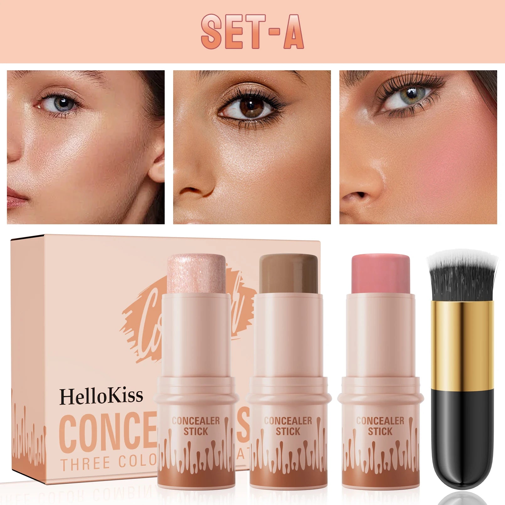 Hello Kiss Contour & Highlight Stick Set – Matte Waterproof