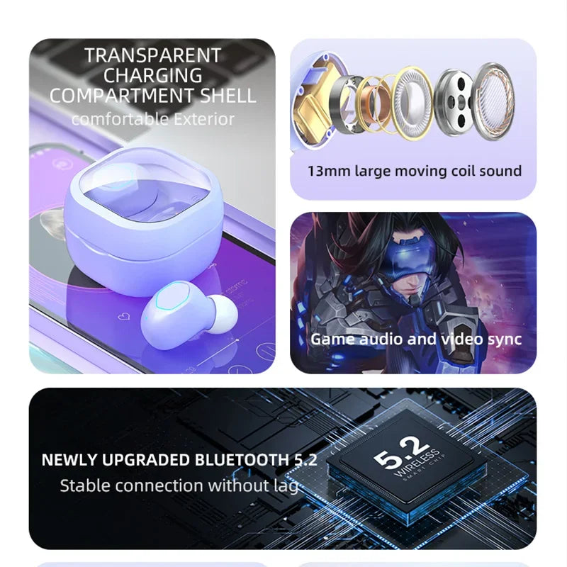 NEW Wireless Earpiece Headphone Earphone Sport Earbuds Headset with For 5.2 Bluetooth Phone Xiaomi Samsung Huawei Iphone OPPO Oasis Select