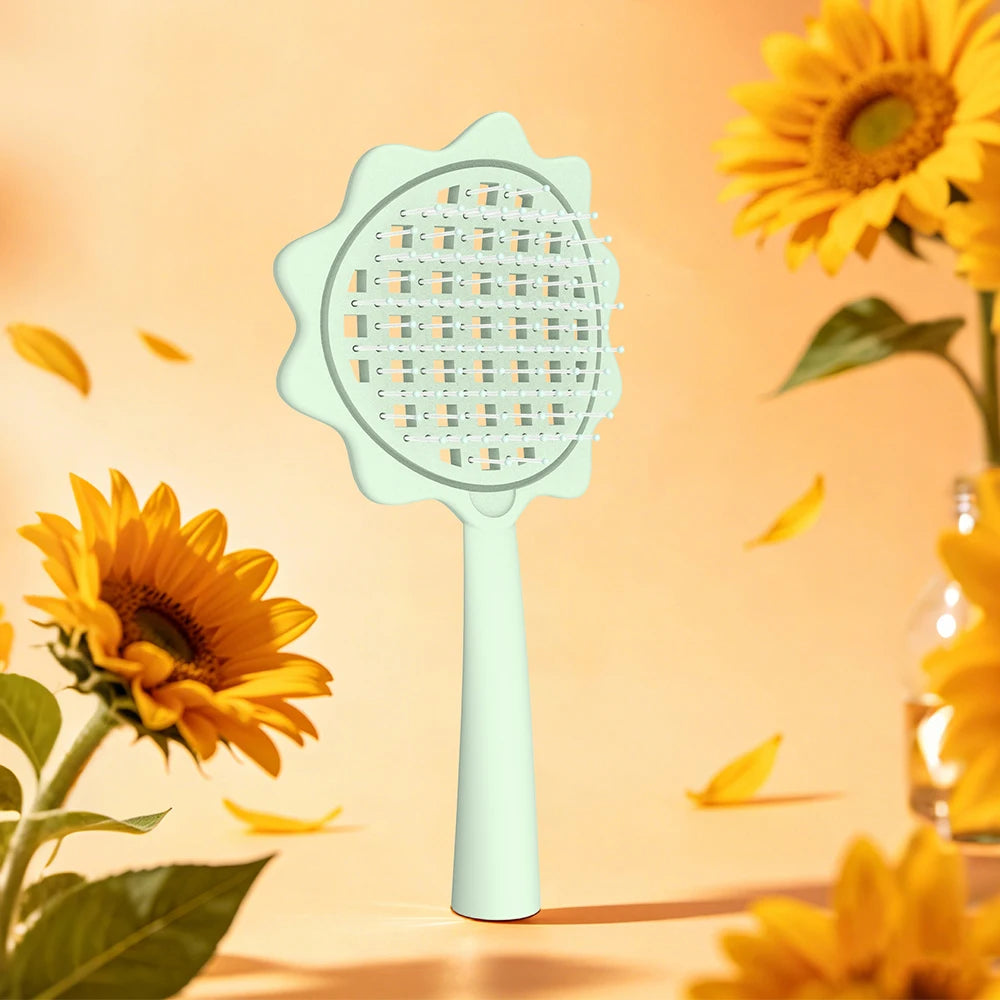 Sunflower Hollow Hair Brush Detangling Comb Scalp Massager Detangling Dry And Wet Use Design Salon Hairdressing Styling Tools Oasis Select M24-x-green-04