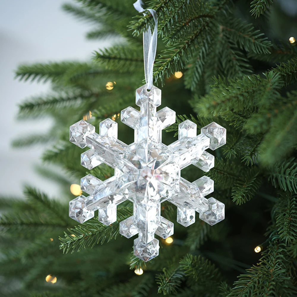 Translucent Snowflake Pendant Plastic Snowflake Shape Charm Christmas Tree Ornament Christmas New Year Atmosphere Decoration Oasis Select Silver