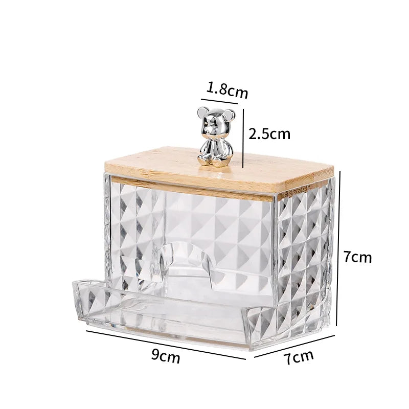 Acrylic storage box, home desktop bear-shaped storage container, premium portable transparent desktop organiser Oasis Select silver A