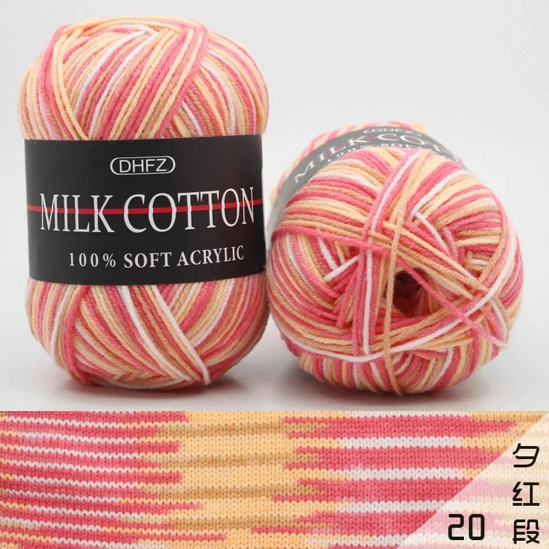 DIY Three Strands Graded Section Dyed Wool Medium Fine Cotton Thread